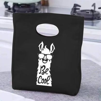 2024 Insulated Lunch Bag with Handle – Portable Thermal Cooler Lunch Box for Picnic, Travel & Food Storage, White Printed Design