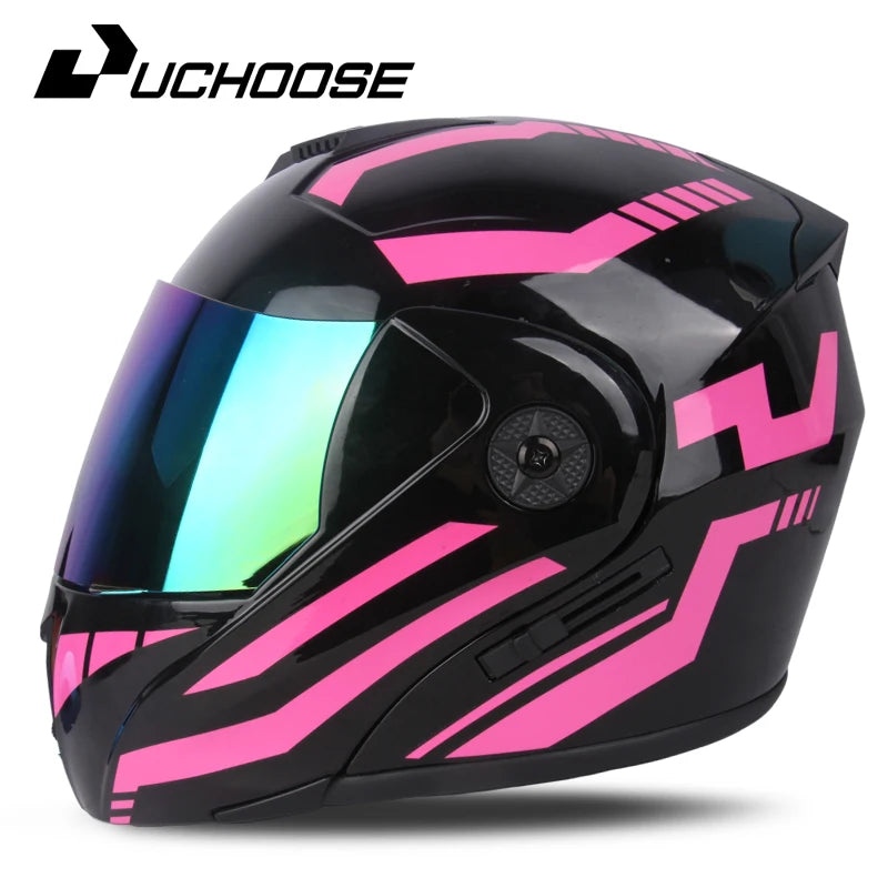 2024 Unisex Modular Motorcycle Helmet – Full Face Flip-Up Dual Lens Racing Helmet for Men & Women
