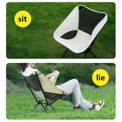 Outdoor Camping Portable Folding Moon Chair – Leisure Fishing & Beach Chair, Thick Steel Pipe, 100KG Capacity
