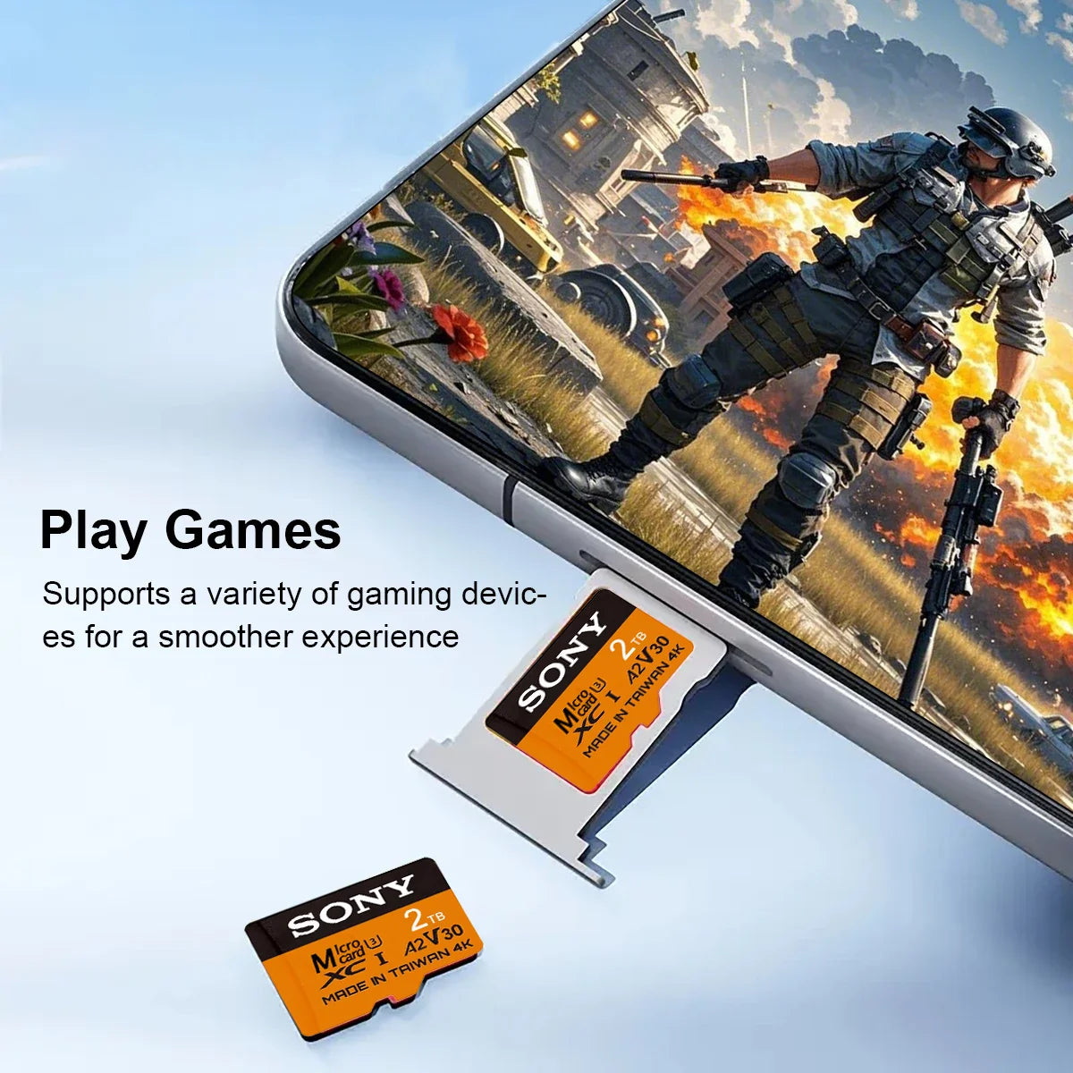 Sony High-Speed Micro SD/TF Memory Card — 2TB/1TB/512GB/256GB/128GB/64GB for Nintendo Switch (Class 10, V30)