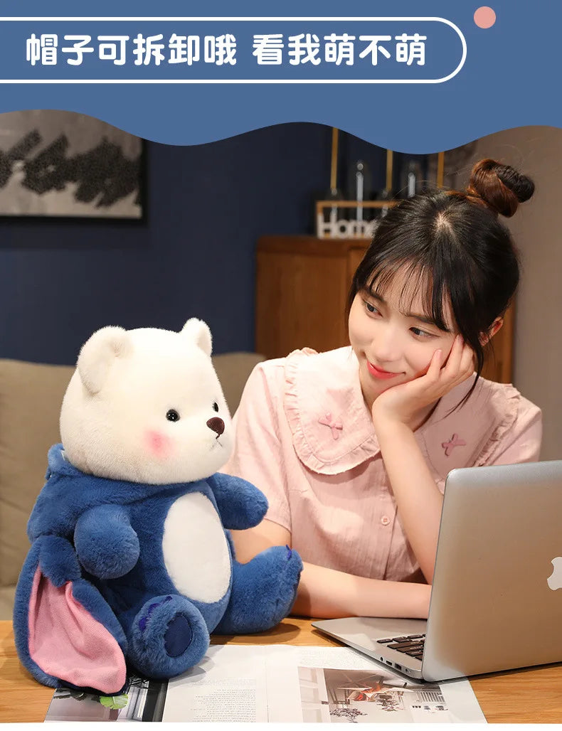 30cm Cute Bear-to-Disney Stitch Plush Toy – Soft Stuffed Cartoon Animal Doll, Perfect Birthday & Christmas Gift