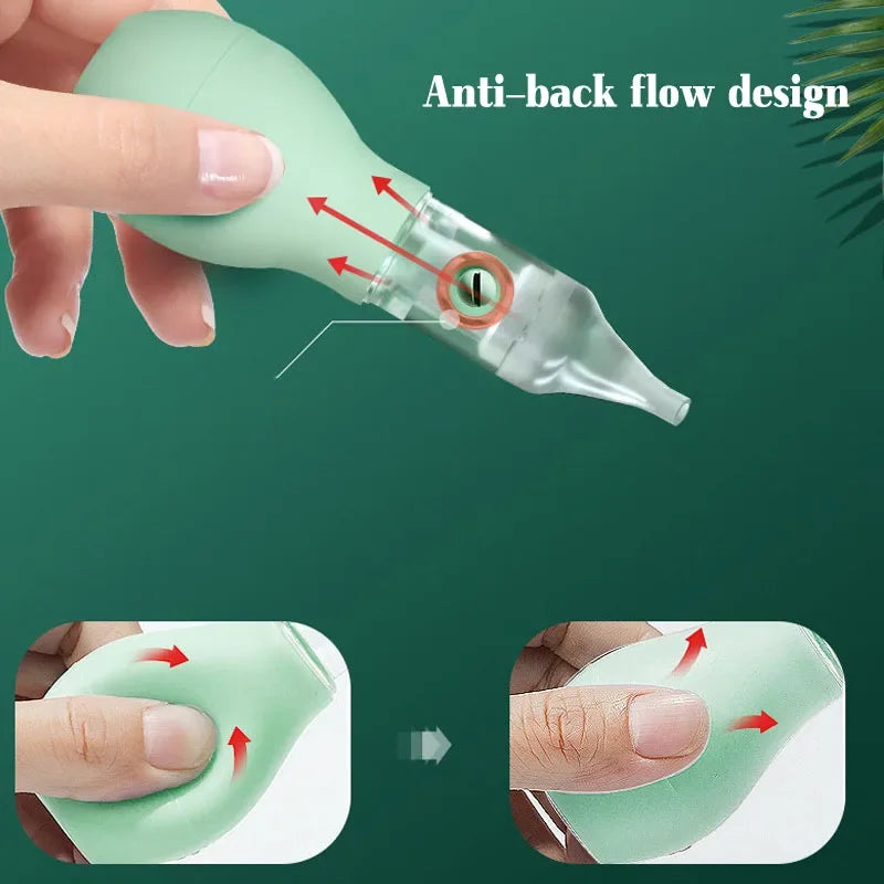Soft Baby Nasal Aspirator - Anti-Backflow Silicone Nose Cleaner for Newborns and Infants