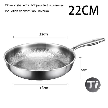 German Pure Titanium Frying Pan - Non-Stick Uncoated Fish Scale Hammer Pattern Titanium Alloy Cookware, 26/28/30cm
