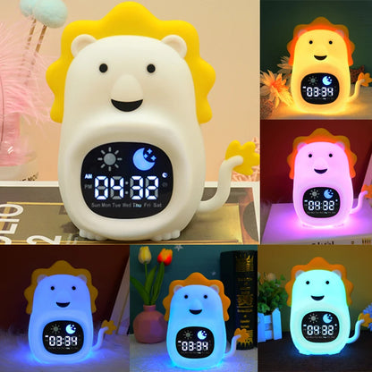 Cat Night Light Alarm Clock – LED Musical Sleep Training Clock for Kids & Babies