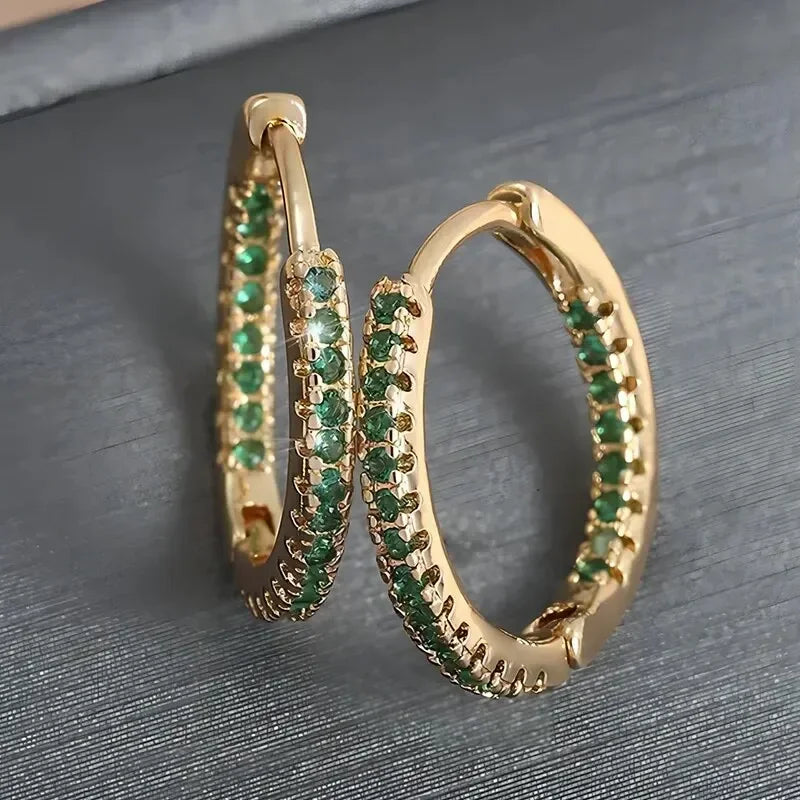 Colorful Zircon Round Earrings – Elegant Jewelry for Women, Stylish Daily & Party Wear Accessories