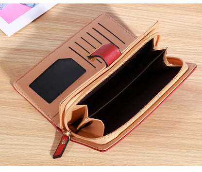 Women’s Long PU Leather Wallet – Gold Hollow Leaf Design Clutch Purse with Coin Pocket & Card Holders