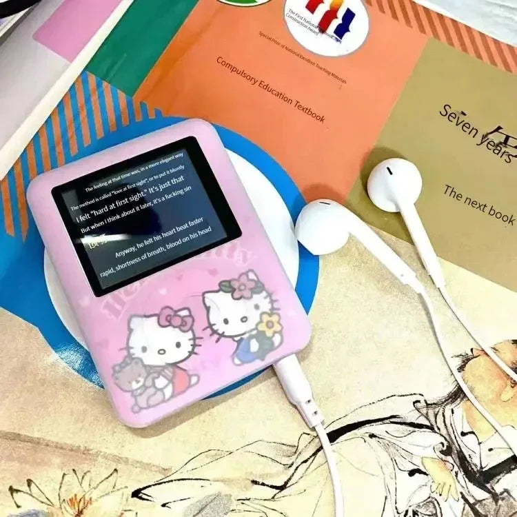Kawaii Hello Kitty Mini MP3 Player – Cartoon Anime Portable Music Walkman for Students, Sports & External Sound Playback