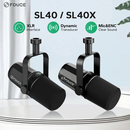 FDUCE SL40X/SL40 Dynamic Microphone — Metal Headset with Sound Insulation, Ideal for Podcasts, Live Broadcast & Gaming