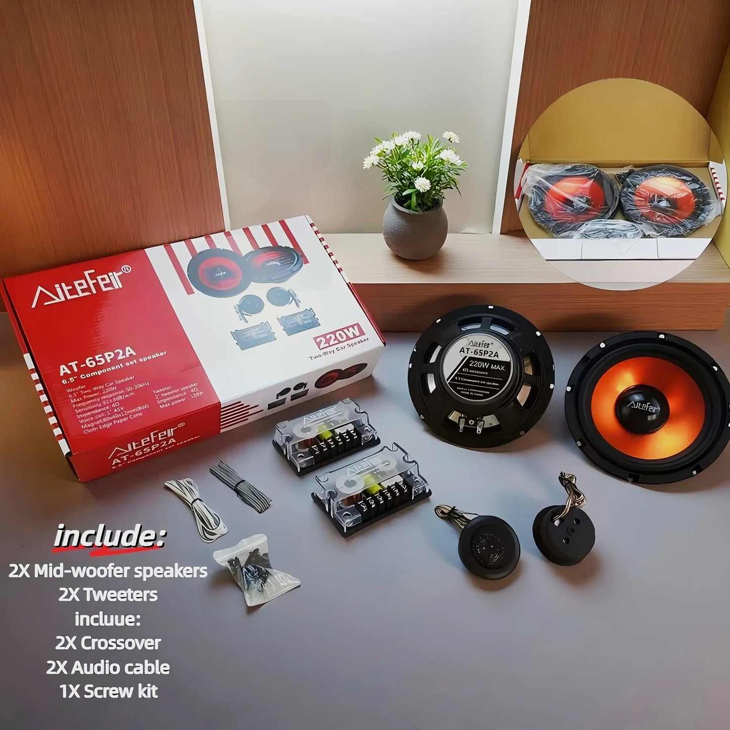 Universal 6.5-Inch Car Coaxial Speakers 440W - 2-Way Audio Upgrade Kit with Passive Crossover