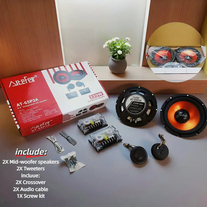 Universal 6.5-Inch Car Coaxial Speakers 440W - 2-Way Audio Upgrade Kit with Passive Crossover