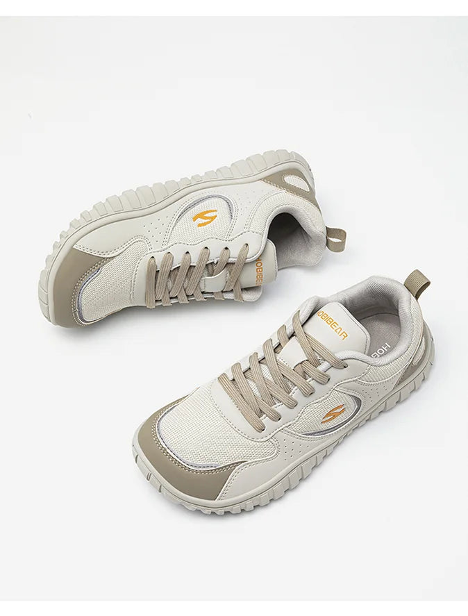 HOBIBEAR Unisex Wide Toe Sneakers — Comfortable Lace-Up Walking Shoes, Breathable Outdoor Travel Sneakers