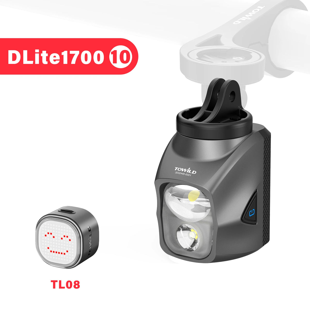 TOWILD DL1200S/DL1700 Bike Light - Rechargeable MTB Front Headlight with Cut-Off Beam, 1900LM Output & Power Bank Function