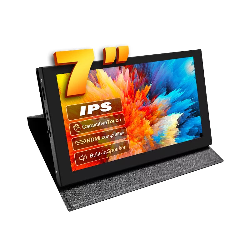 7 Inch IPS LCD Touch Screen – Mini HDMI-Compatible Display for Raspberry Pi 5/4, Windows PC, Game Console with Case Holder