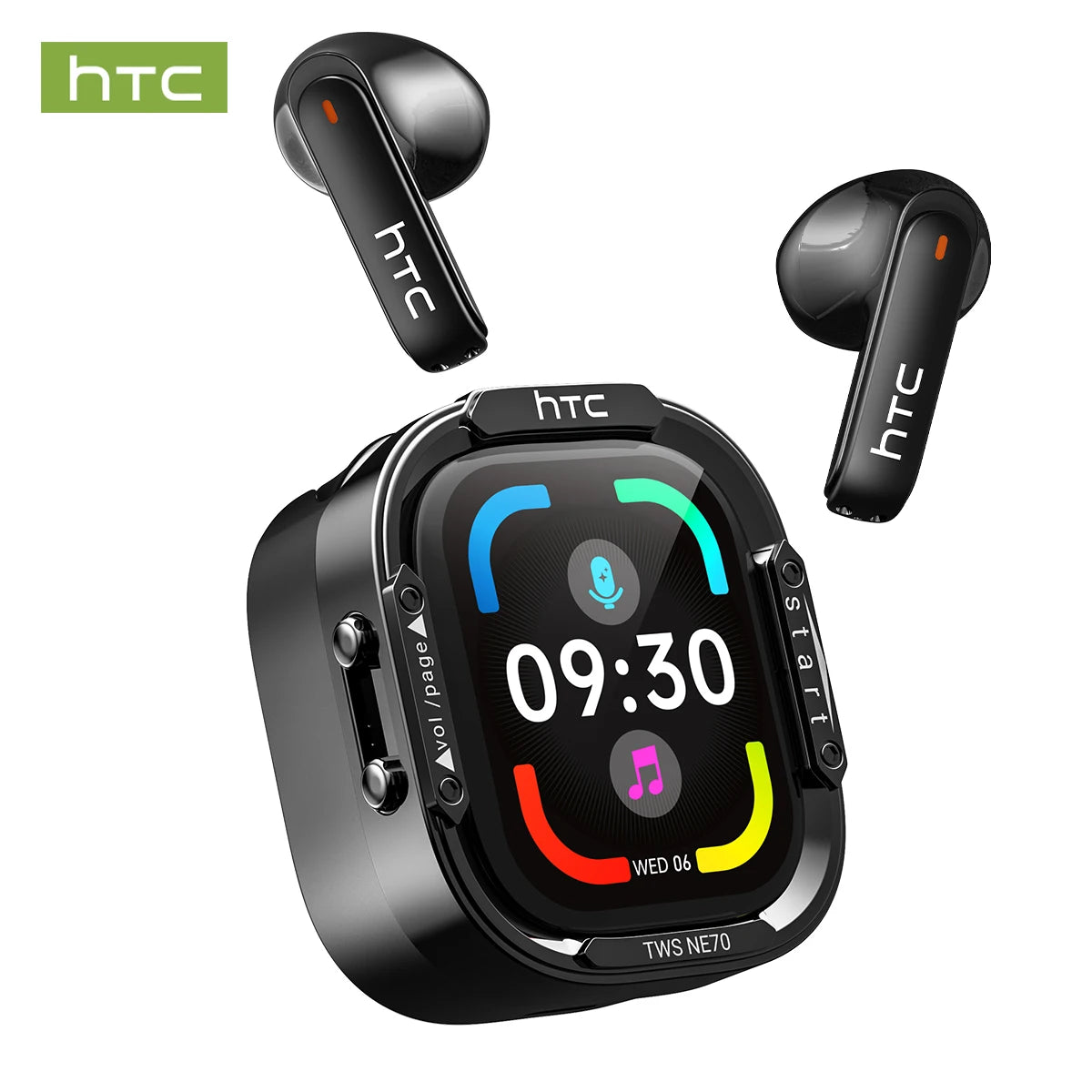 HTC NE70 Wireless Bluetooth Earbuds with AI Translator HD LCD Display Microphone 30H Battery Life Noise Reduction In-Ear Headphones