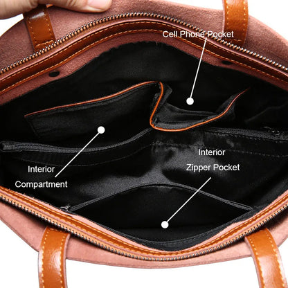 2023 Genuine Cow Leather Women’s Handbag – Large Vintage Office Tote Shoulder Bag for Ladies
