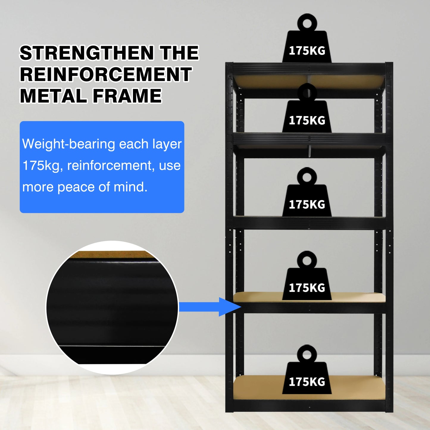 60"x28"x12" Heavy Duty 5-Tier Metal Storage Shelf Unit – Boltless Design, Easy to Assemble