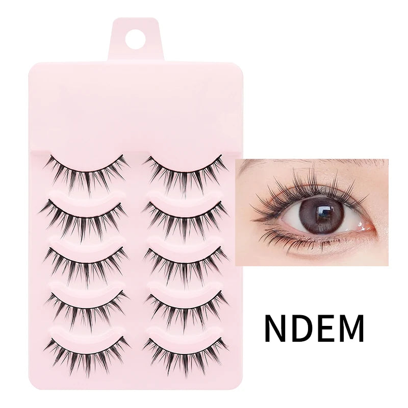 DINGSEN 5 Pairs Manga Style False Eyelashes — Soft, Natural, Long Anime Wispy Strip Lashes for Makeup