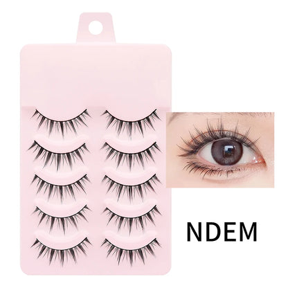 DINGSEN 5 Pairs Manga Style False Eyelashes — Soft, Natural, Long Anime Wispy Strip Lashes for Makeup