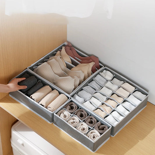 Sock & Underwear Organizer Drawer Divider – Foldable Closet Storage Bins for Bra, Underpants, Scarves, and Ties