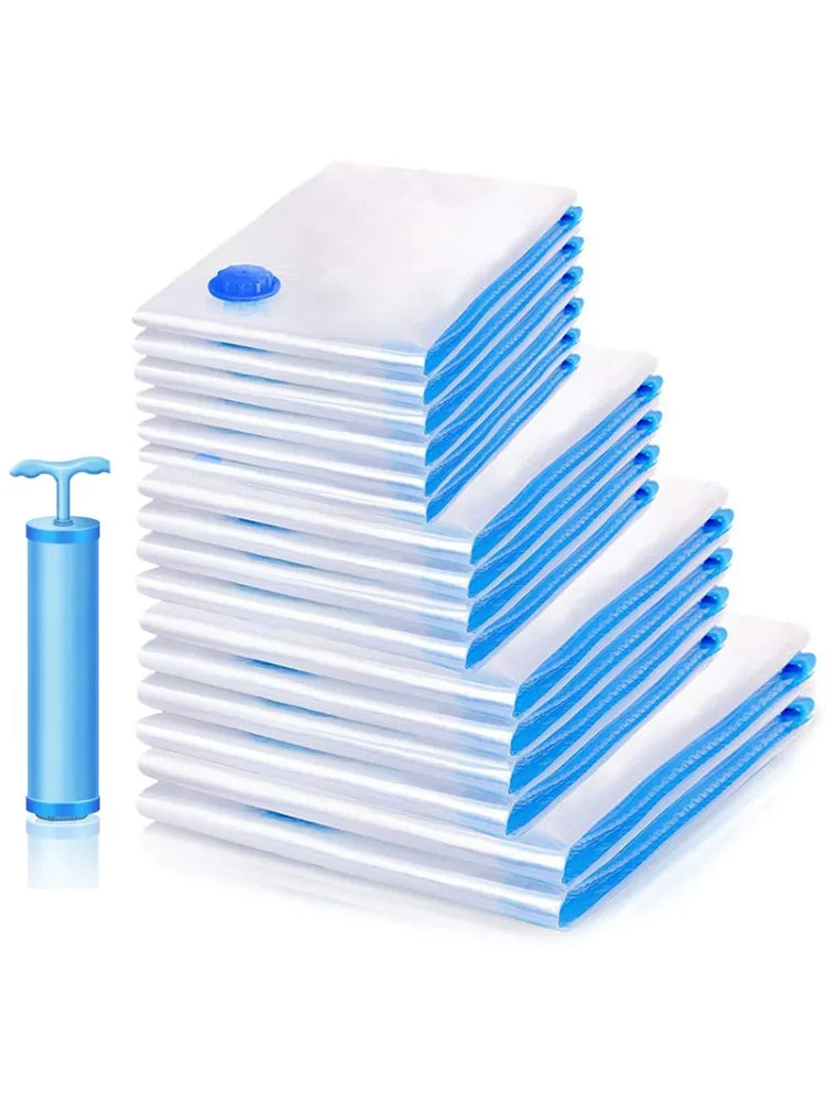 Vacuum Storage Bags for Clothes — Wardrobe Organizer Space-Saving Seal Bags for Pillows, Bedding & Blankets