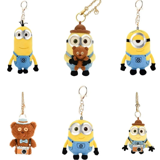 Cartoon Anime Minions Plush Keychain – Stuffed Animal Bag Hanging Toy, Perfect Gift for Kids