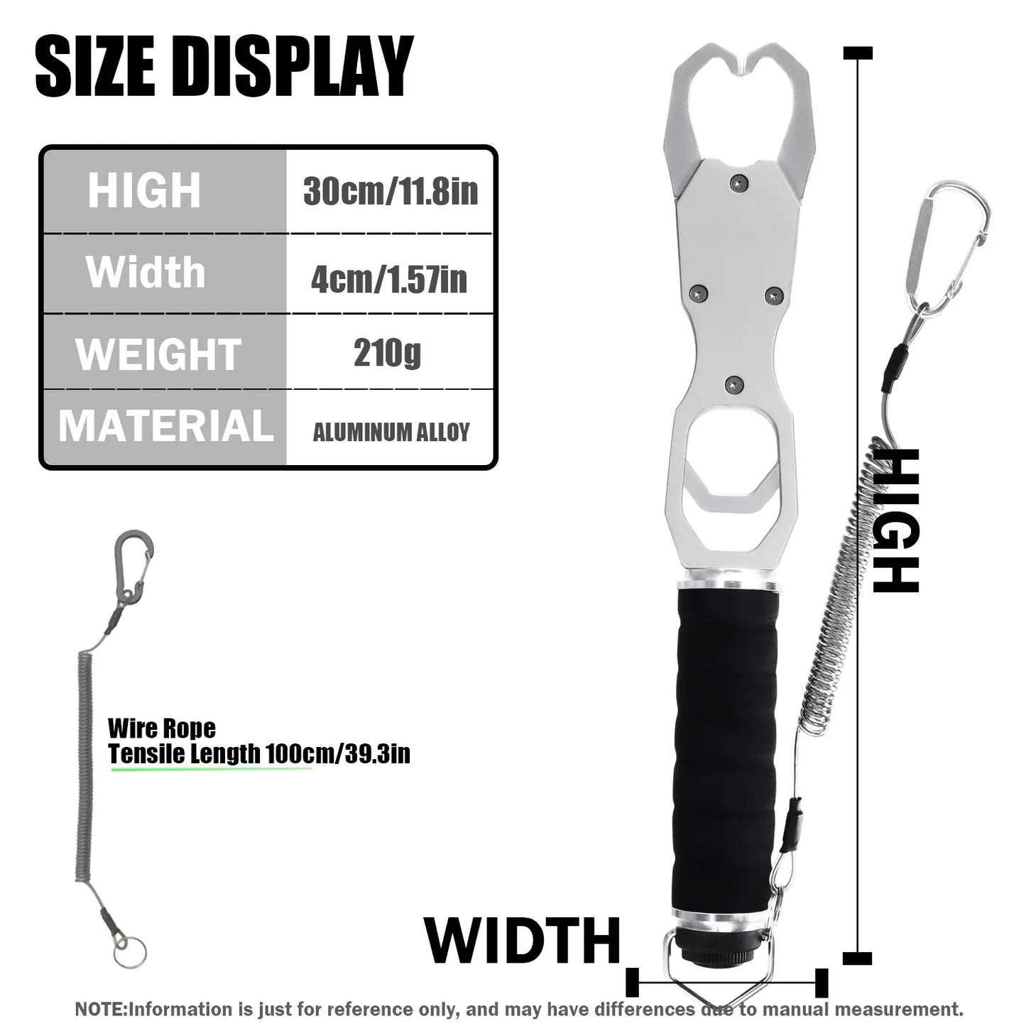 SAMOLLA Aluminum Fishing Grip Pliers - 18KG Spring Scale 360° Rotating Adjustable Fish Grabber Tool