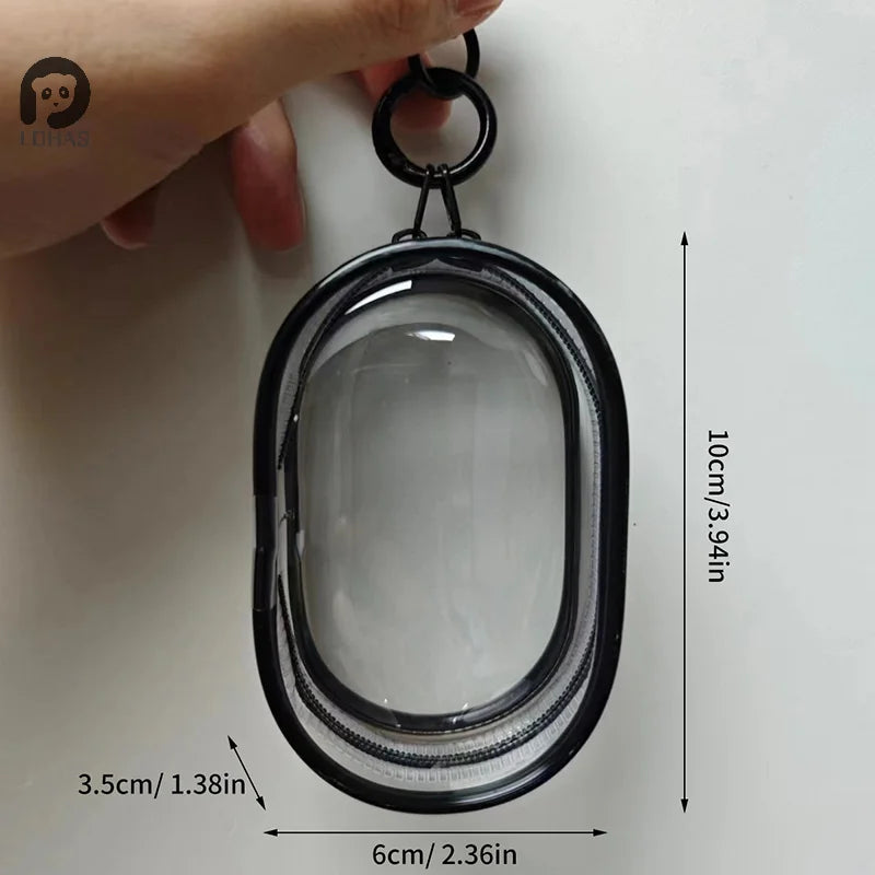 Transparent Plastic Jewelry Organizer - Storage Box and Pouch with Keychain | Dustproof Mystery Box with Cute Doll Design