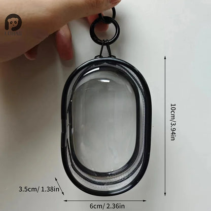 Transparent Plastic Jewelry Organizer - Storage Box and Pouch with Keychain | Dustproof Mystery Box with Cute Doll Design