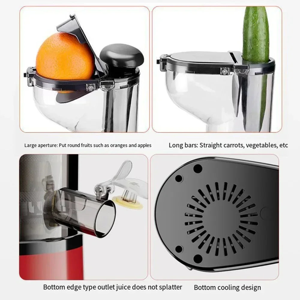 Houselin 7" Masticating Juicer — Cold Press Electric Juicer for Whole Fruits & Vegetables, High Yield