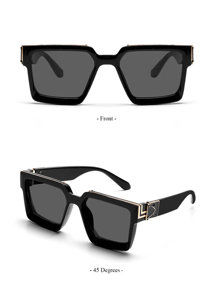 Ruiao Retro Black Millionaire Sunglasses – Luxury Square Designer Shades for Men & Women (2024)