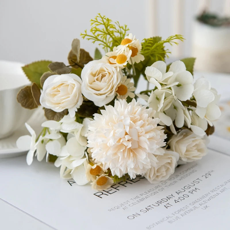 7-Piece Chamomile Faux Flower Arrangement — Flowerpot Ornament & Wedding Accessory