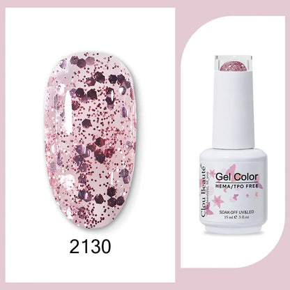 Clou Beaute 15ml Gel Nail Polish Set – Red Black White Green Neon UV Soak-Off Semi-Permanent Nail Varnish Base & Velvet Top Coat