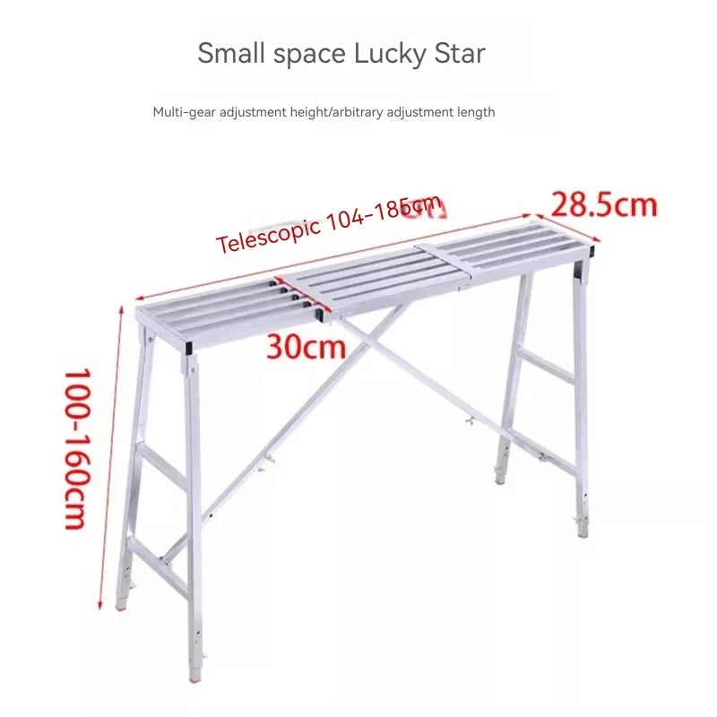 Telescopic Folding Step Stool Scaffolding Ladder – Thickened Multifunctional Adjustable Engineering & Indoor Work Platform for Decoration & Home Use