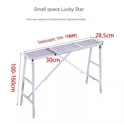 Telescopic Folding Step Stool Scaffolding Ladder – Thickened Multifunctional Adjustable Engineering & Indoor Work Platform for Decoration & Home Use