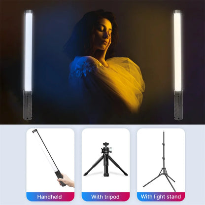 RGB LED Video Light Stick Wand Handheld Photography Fill Light with Tripod Stand for Party, Vlogging & Studio Shooting