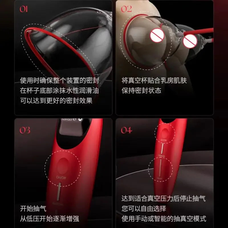 Electric Breast Massage Pump with Smart Vacuum Suction, Portable Breast Enhancement & Massage Therapy Device for Women