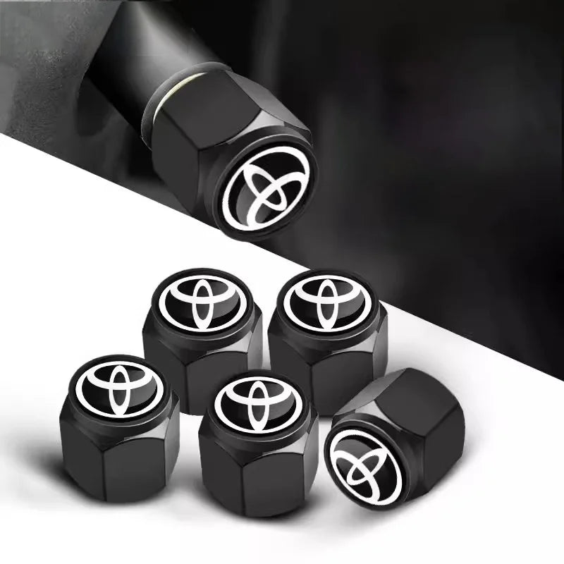 5PCS Car Tire Valve Stem Caps – Dustproof Cover Accessories for Toyota Hilux, Aygo, Yaris, Ractis, Corolla, Camry, CHR, Auris, Tacoma