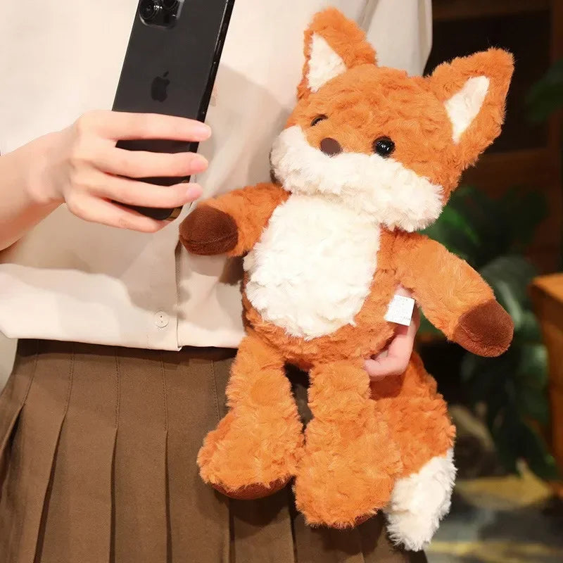 35cm/50cm Cute Fluffy Orange Fox Plush Toy – Soft Cartoon Stuffed Doll, Perfect Birthday Gift