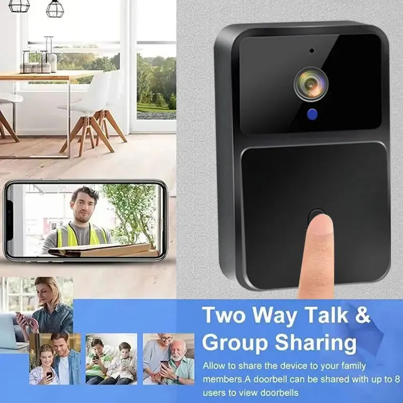 WiFi Video Doorbell Camera – HD Night Vision, Wireless Smart Home Security, Battery-Powered, Two-Way Intercom with Voice Changer