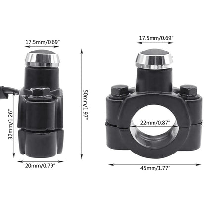 Universal 7/8" Motorcycle Handlebar Switch – Aluminum Alloy Horn, Headlight & Strobe Button
