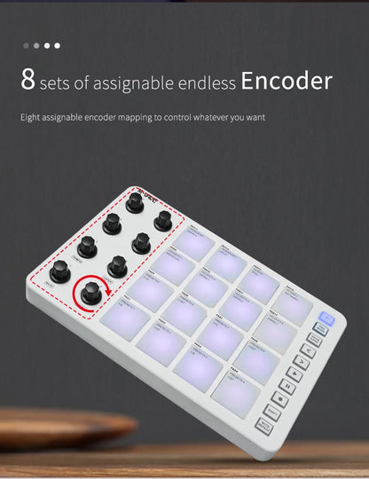 M-Vave SMC-PAD LaunchPad – Portable Wireless MIDI Controller, Rechargeable Battery, 16 RGB Pads