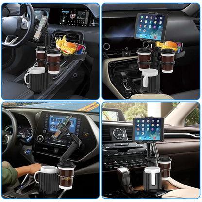 5 in 1 Car Tablet Stand Cup Holder Expander - Multifunctional Adjustable Bracket for Drinking Bottle and Mobile Phone