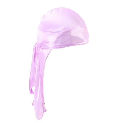 Unisex Silky Long Tail Durag Pirate Hat – Fashion Headwrap, Turban, Bandana, Cap for Women & Men, Hijab Hair Accessories