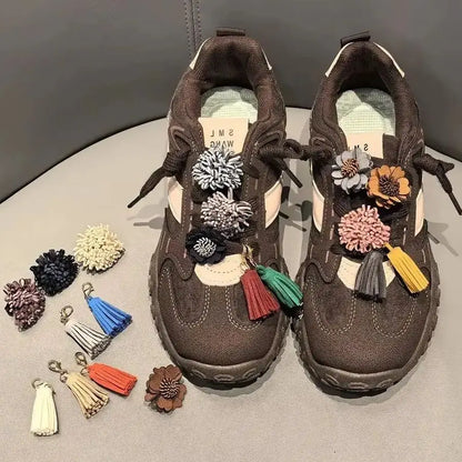 DIY Sneaker Shoe Lace Charm – Flower Tassel Shoe Buckle Decoration, Autumn Winter Fashion Shoe Accessories (1PC)