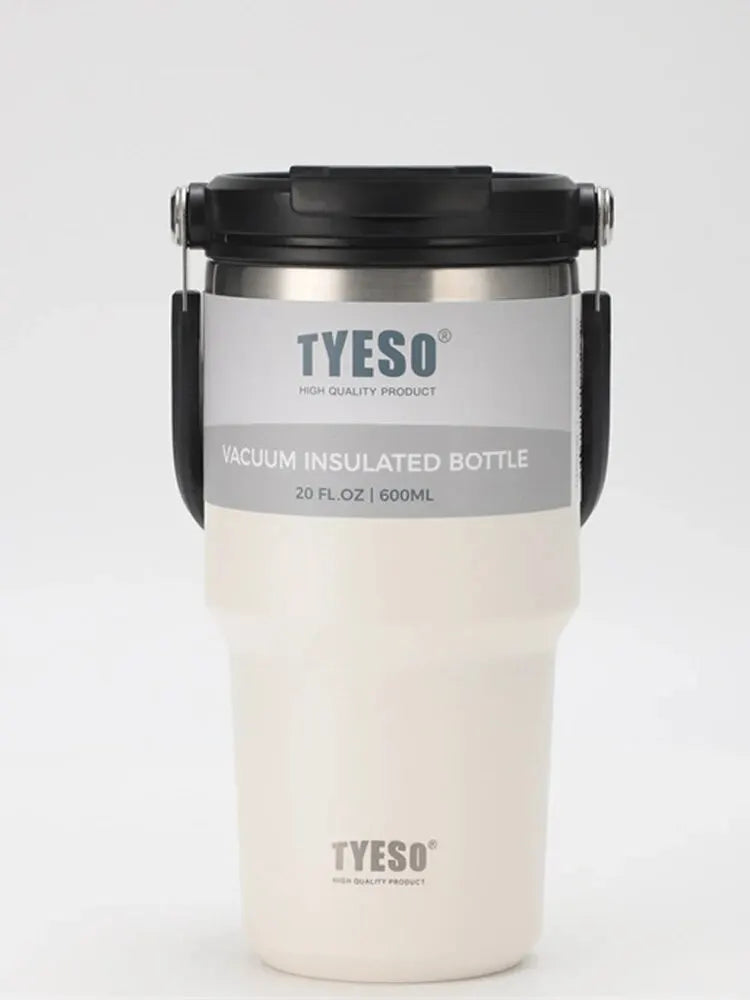Tyeso Double-Layer Insulated Coffee Cup – Portable Stainless Steel Ice Cream Cup with Cold Insulation & Large Capacity