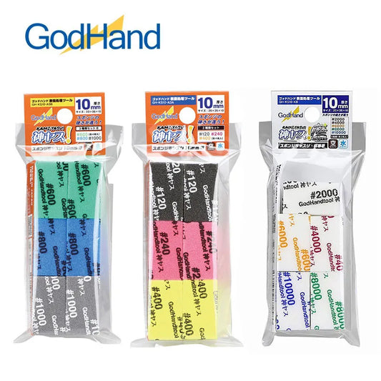 GodHand Kamiyasu Sanding Sponge Set (GH-KS10 Series) – 10mm Thick 120–10000 Grit Model Polishing & Grinding Block Tool