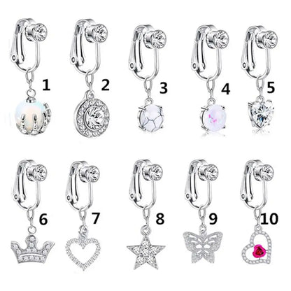 Faux Belly Ring - Non-Piercing Clip-On Navel Button Body Jewelry Belly Piercing Accessory