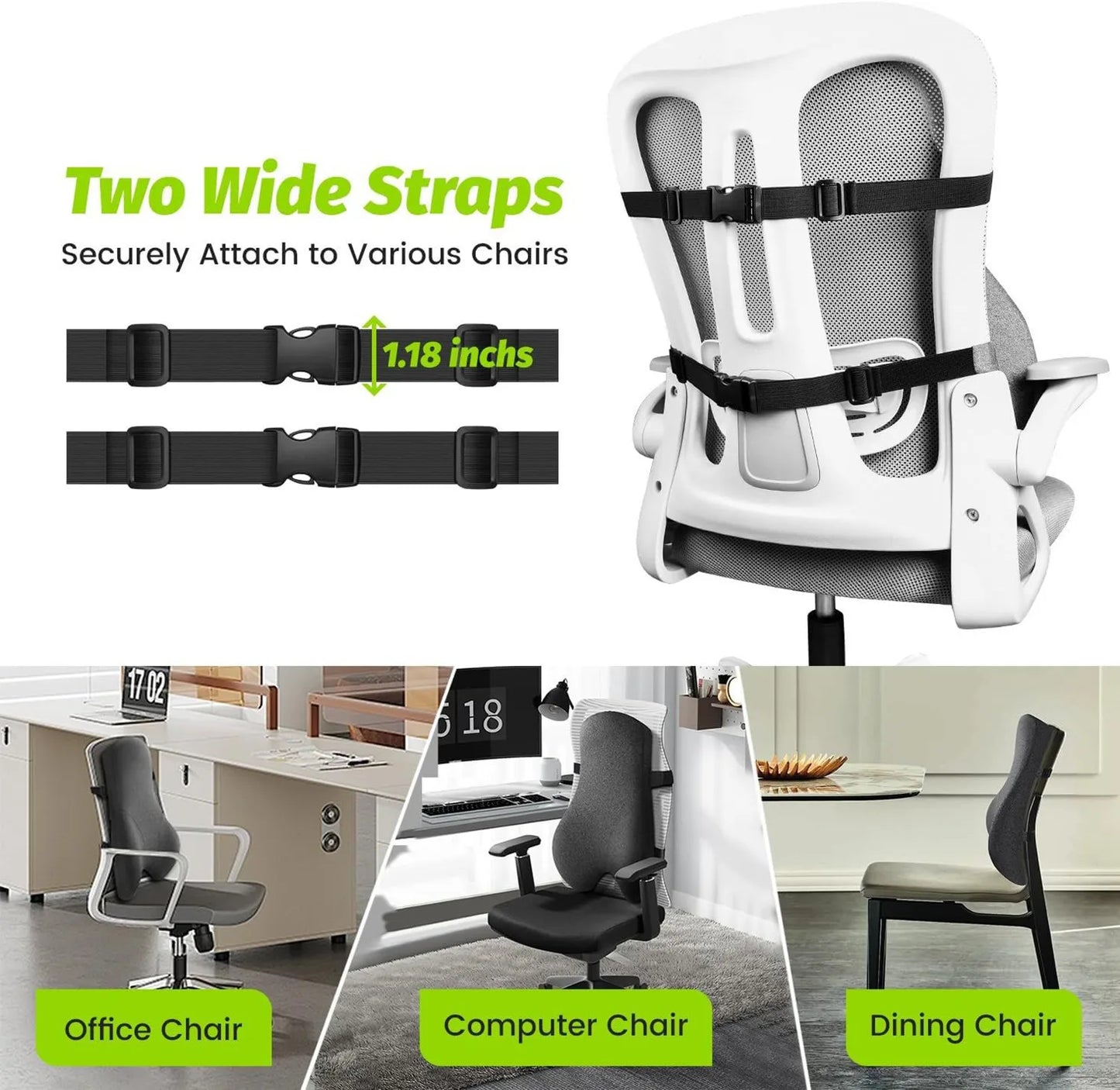 Breathable Lumbar Support Pillow for Office Chair – Comfortable Back Support Cushion for Recliner & Ergonomic Backrest Use