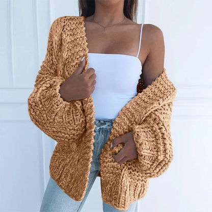 ALLUKASA Women’s Autumn Winter Cardigan – Plush Batwing Long Sleeve Loose Knit Sweater Outerwear Fashion Pullover