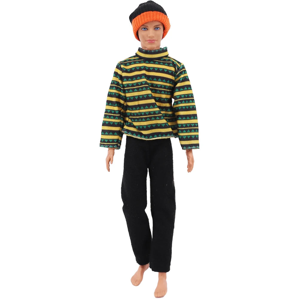 30cm Ken Doll Clothes – Pop Suit Top & Pants Outfit for Boys, Holiday Gift Doll Accessories
